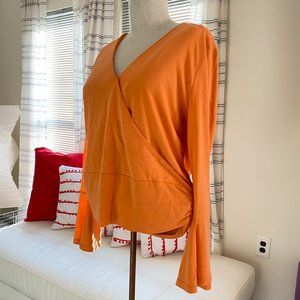 Soft Surroundings Orange Faux Wrap Long Sleeved Top US Medium NEW WITHOU…
